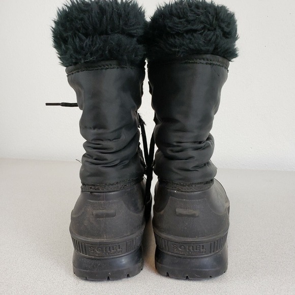 Sorel Womens Black Faux Fur Mid Calf Lace Up Round Toe Winter Boots Size 8 - Picture 4 of 9